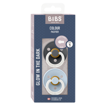 BIBS Colour GLOW 2 Pack - Iron/Baby Blue